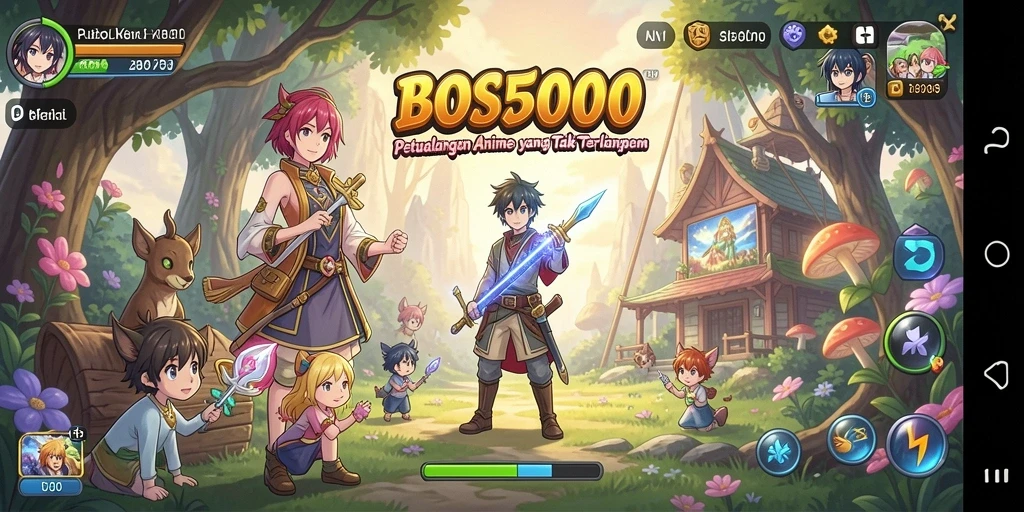 Tangkapan layar utama BOS5000 dengan gameplay yang penuh warna.