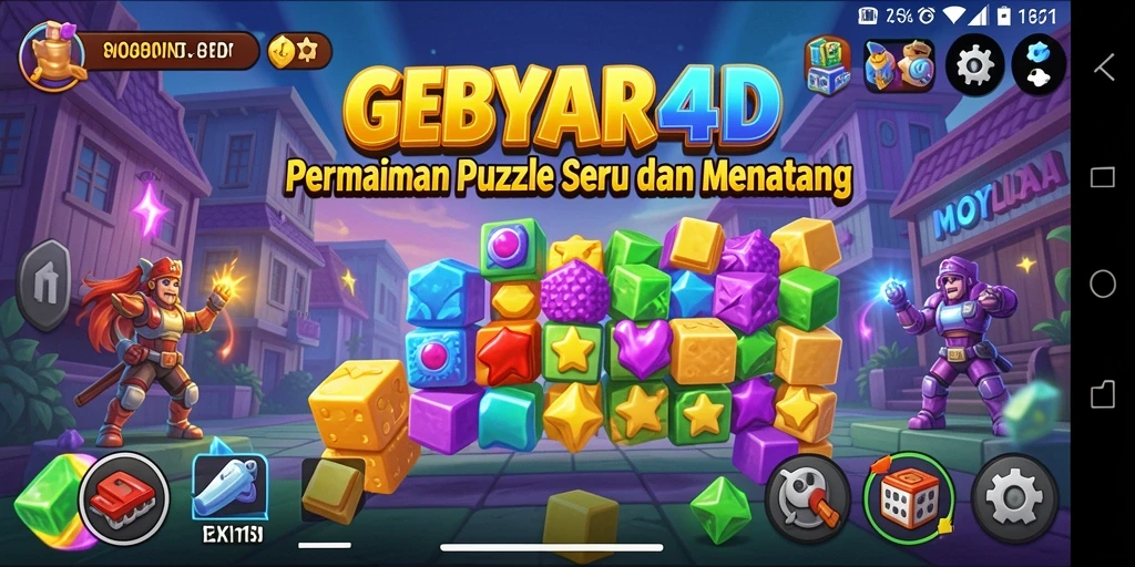Tampilan gameplay GEBYAR4D dengan berbagai puzzle menarik.