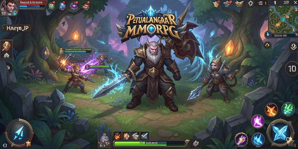 Screenshot gameplay <strong>HARAPJP</strong> menampilkan pertarungan epik dalam dunia MMORPG yang dinamis.