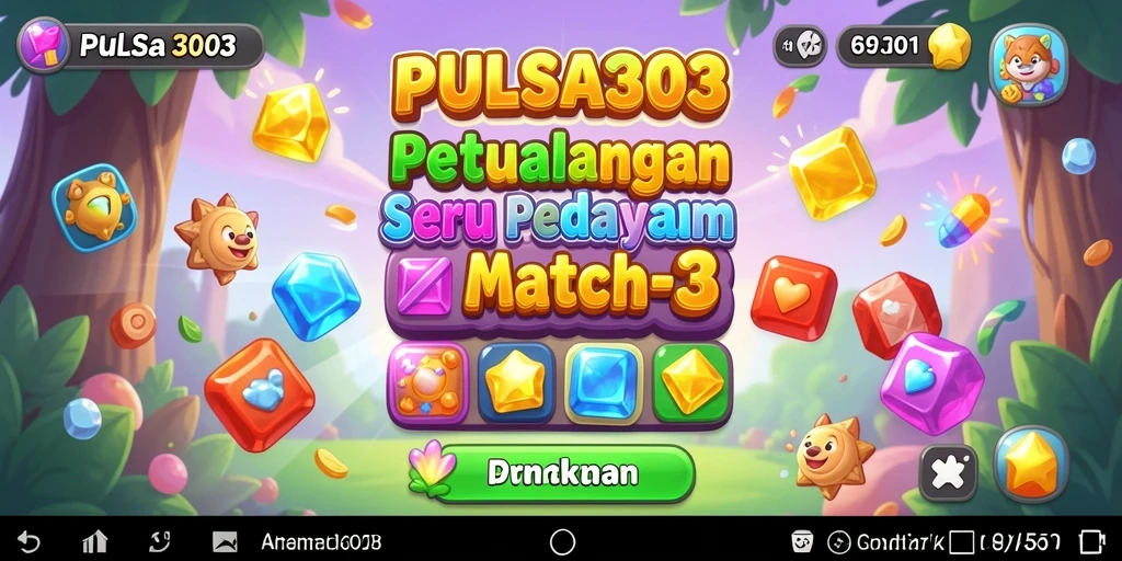 Tampilan gameplay seru PULSA303 dengan kombinasi match-3 yang menantang.