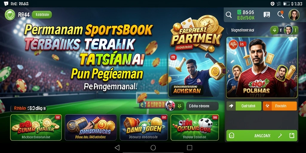 Screenshot utama RR44 menampilkan antarmuka pengguna yang menarik dan slot taruhan olahraga.